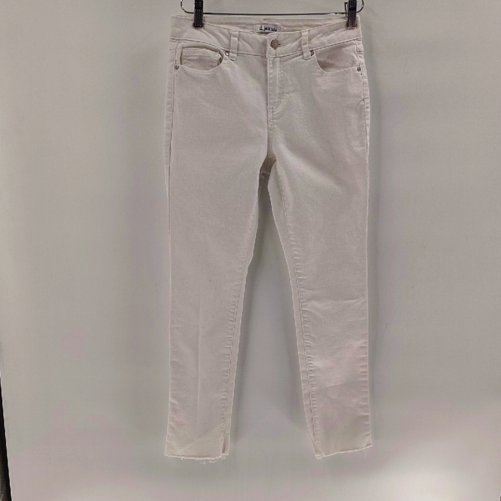 d. Jeans White Raw Hem Skinny Size 4 Stretch Mid Rise